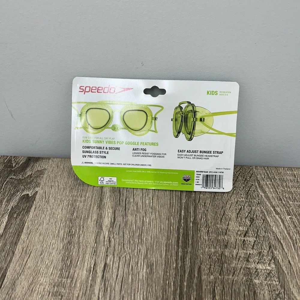Speedo Sunny Vibes Kids Swim Goggles Green Ages 3-6 Anti-Fog UV Protection NEW
